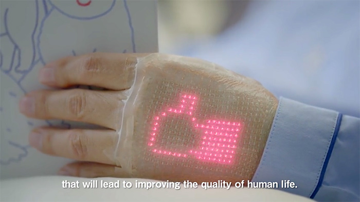 Japanese researchers develop ultrathin, highly elastic skin display